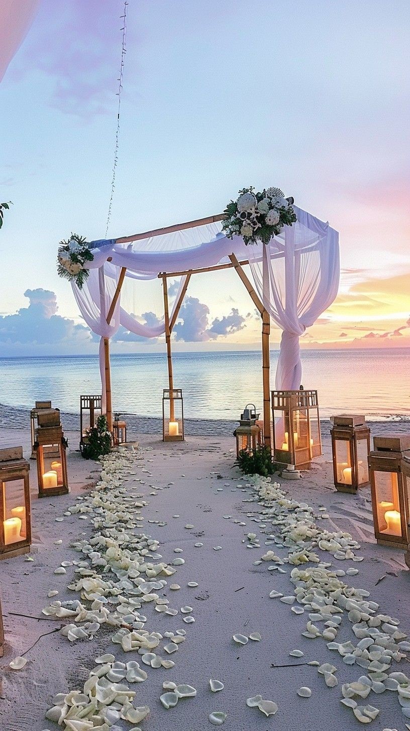 Minimal elopement setup on Lara Beach, Antalya, featuring simple decor with the turquoise sea in the background.